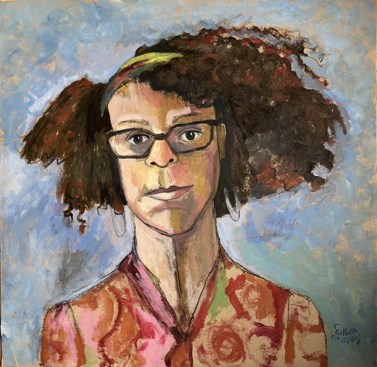 Expressive Portrait Acrylic Painting By Christine Callum Mcinally, 24 X 23, Bernardine Evaristo, Original Artwork