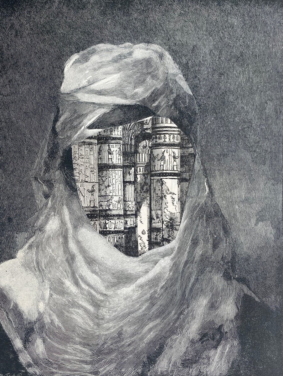 Surrealistic Portrait Collage By Tudor Evans, 7 X 9", Cairo Dreams, Original Artwork