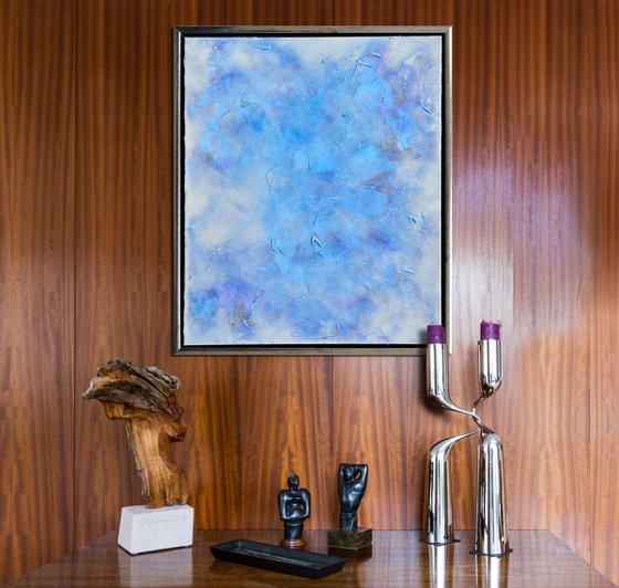 Snow Blizzard - Original Modern Abstract Painting Art on Canvas with Floating Frame Ready To Hang
