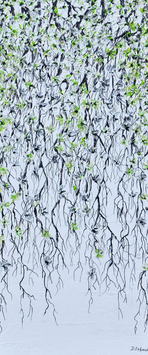 White Flowers On Black Tree 1 by Daniel Urbaník
