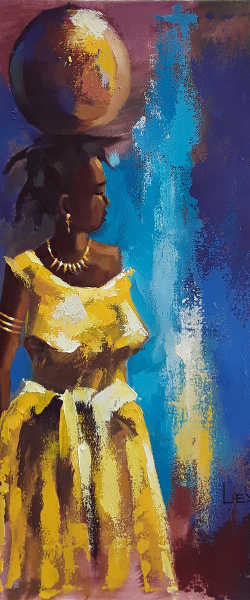 Melanin beauty and her golden dress by Alex Mensah