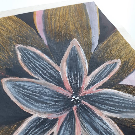 Original Abstract Gouache & Coloured Pencil Painting 'Blooms From the Concrete'