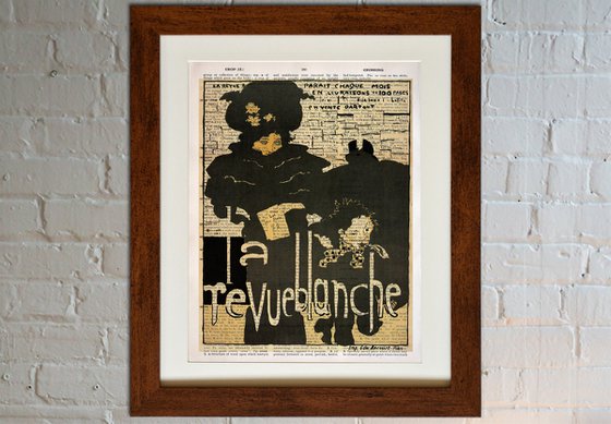 La Revue Blanche - Collage Art Print on Large Real English Dictionary Vintage Book Page