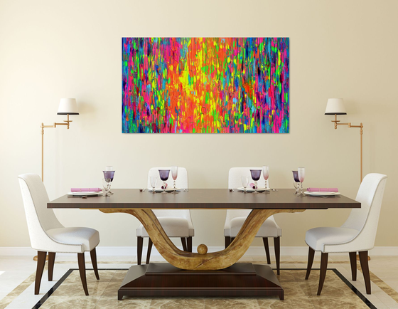 55x31.5'' Large Ready to Hang Colourful Modern Abstract Painting - XXXL Happy Gypsy Dance 14