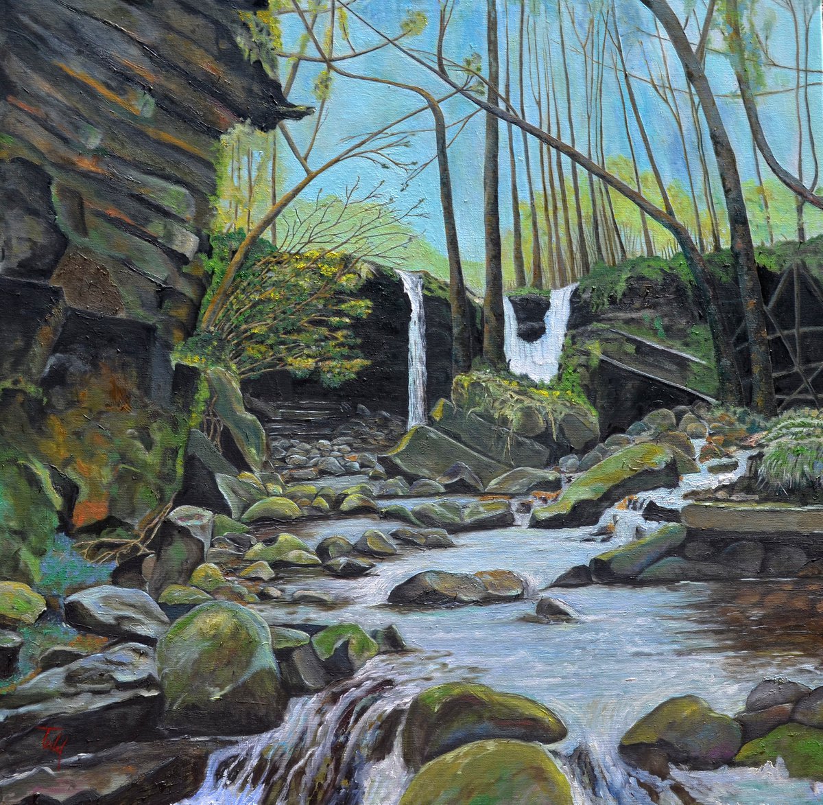 Impressionistic Landscape Oil Painting By Isabel Robledo, 39 X 39, Spring Of Tranquility, Original Artwork