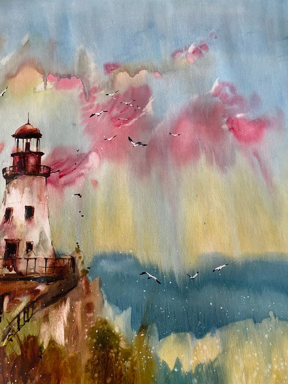 Watercolor “The Old lighthouse. Sulina” perfect gift