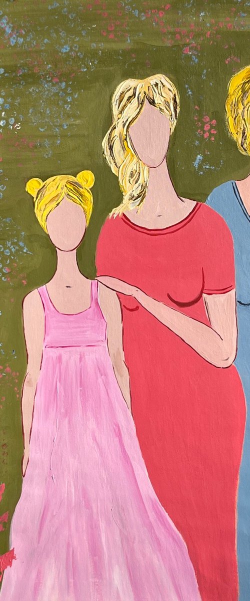 Grandmothe Mother Daughter original Painting by Halyna Kirichenko