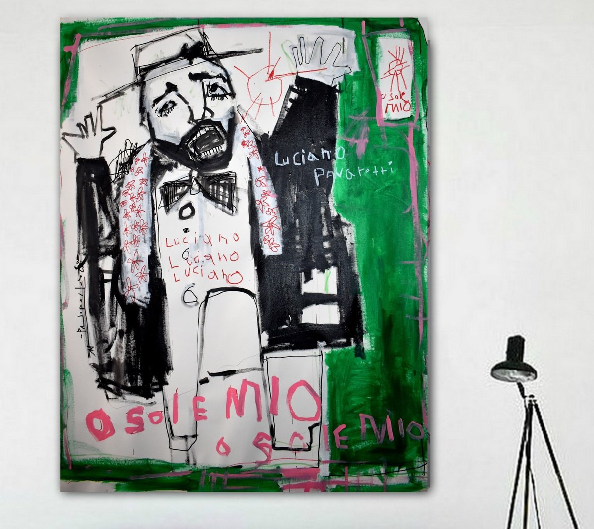 Abstract Portrait Acrylic Painting By Dimitris Pavlopoulos, 39 X 47, O Sole Mio, Original Artwork