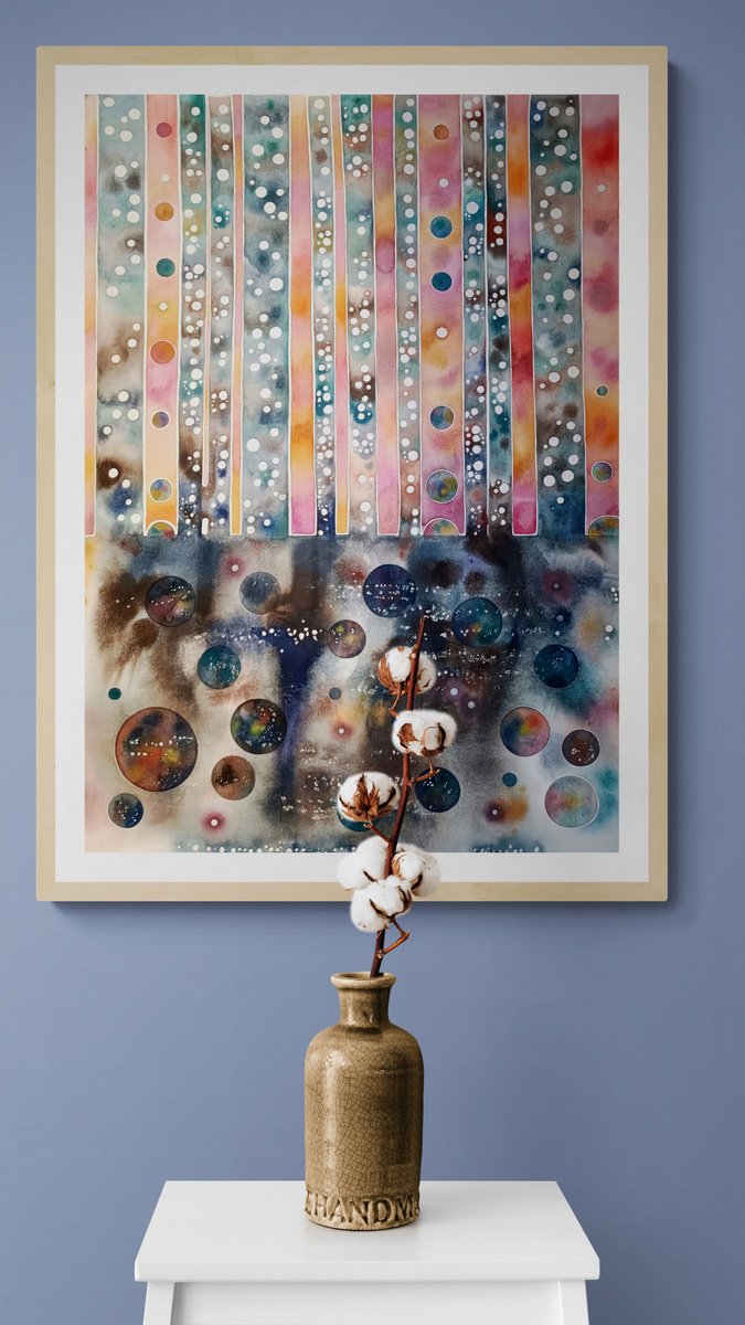 Organic Abstract Watercolour By Ilaria Finetti, 22 X 30, Geometrie Elementali, Original Artwork