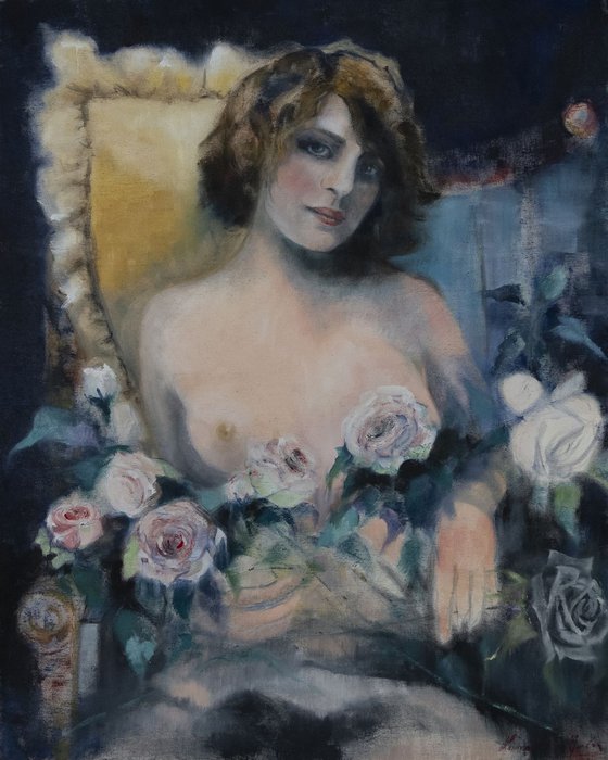 Fernande Barrey, the three roses