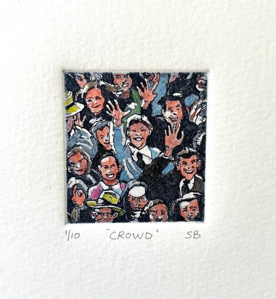 Crowd. Hand coloured limited edition.