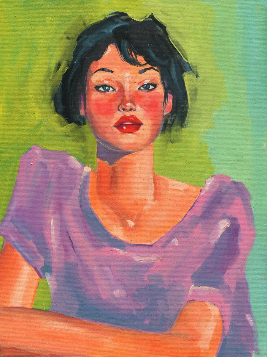 Impressionistic Portrait Oil Painting By Oleksii Iakurin, 12 X 16", Velvet, Original Artwork