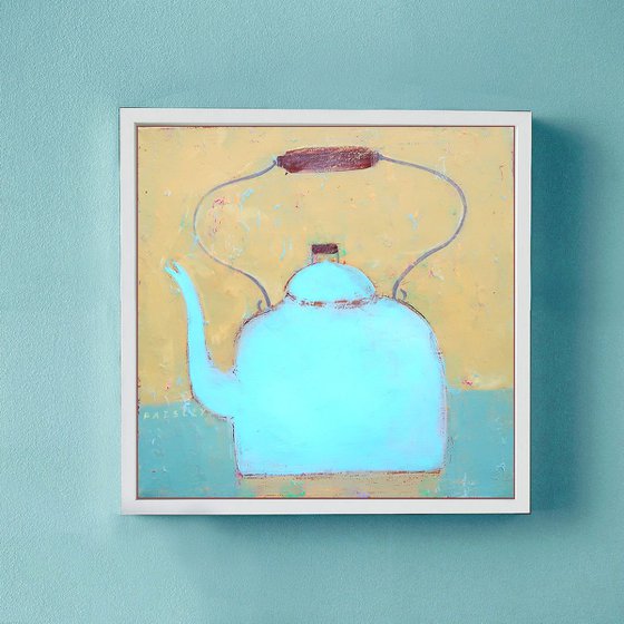 Blue Pot: acrylic painting on linen canvas