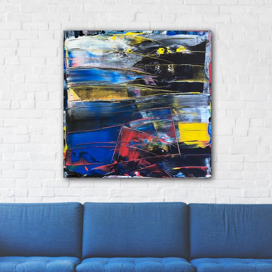 "Cut To Pieces" - Original PMS Large Abstract Acrylic Painting On Canvas - 36" x 36"