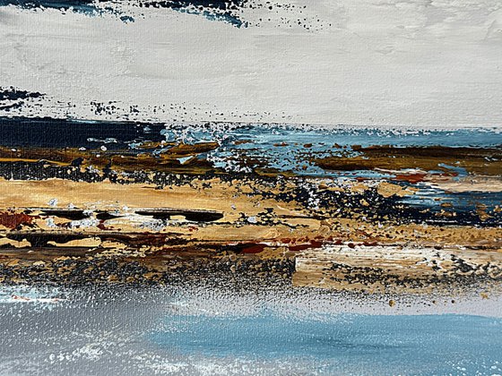 Large Seascape-Ochre Tidal Reflections