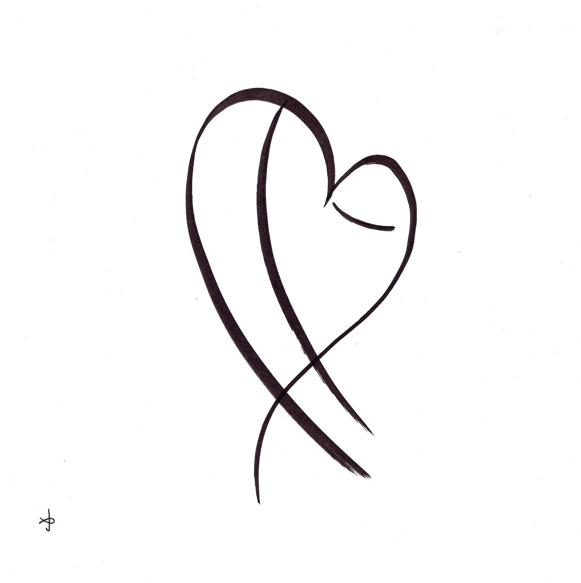 Expressive Portrait Ink Drawing By David Jones, 10 X 10, Love #02, Original Artwork