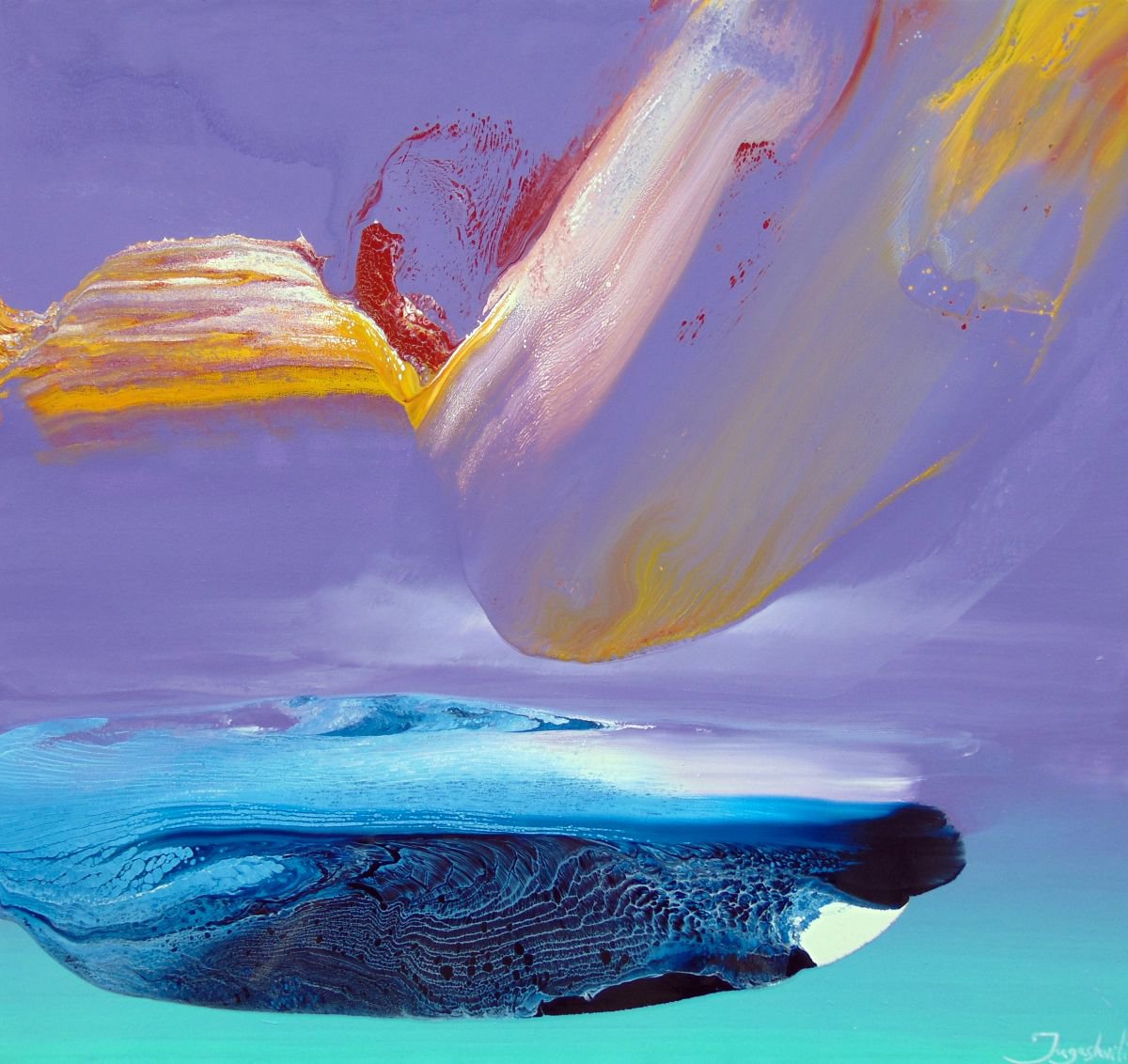 Abstract Landscape Oil Painting By Jacob Jugashvili, 31 X 30, Zero Celsius Iii, Original Artwork