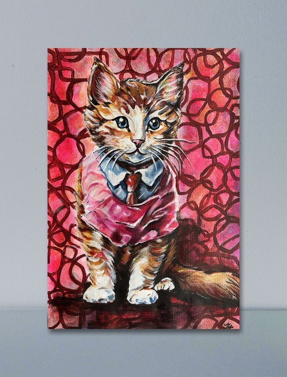 Funny Kitten in Colorful Suit