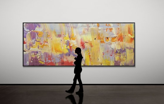 Super huge abstract painting - "Bright reflection" - Abstraction - Huge Abstraction - 350x130 cm