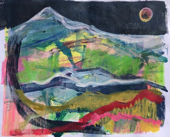 Large Monoprint Landscape 2 - Bodmin Moor