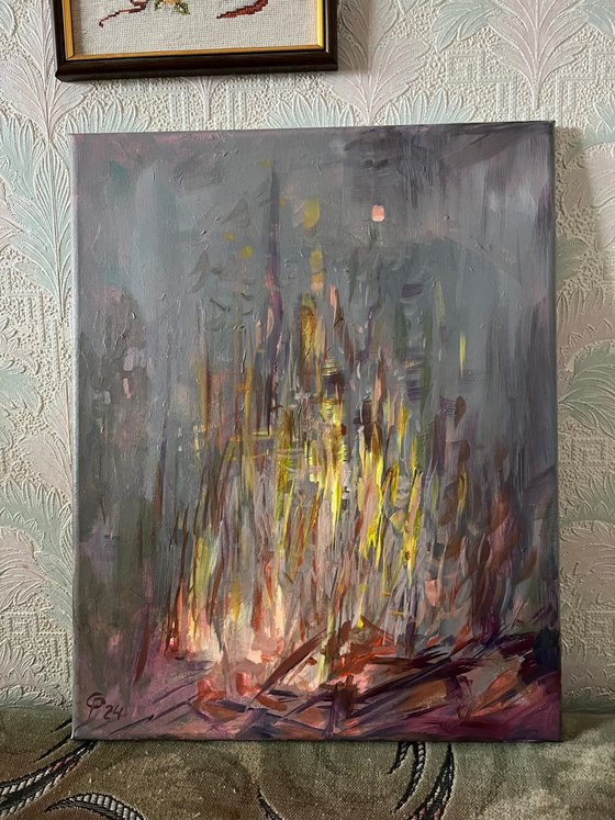 Fire abstract artwork on canvas