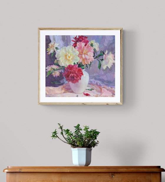 Still life with peonies