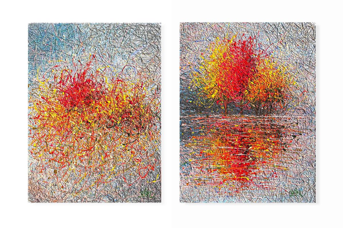 Reflection of Autumn Diptych by Nadiia Antoniuk