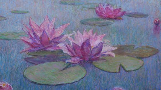 Pink Water Lilies. Original drawing, gift, wall art, interior art, interior design, stylish art, present, pop