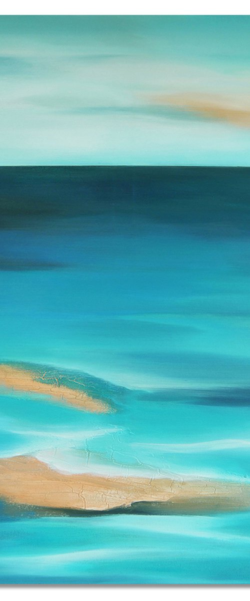 A large seascape painting "Peaceful Place" by Olesia Grygoruk