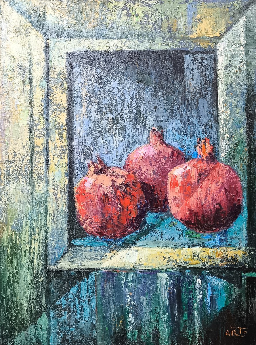Impressionistic Botanical Oil Painting By Arto Mkrtchyan, 12 X 16, Still Life In Texture, Original Artwork