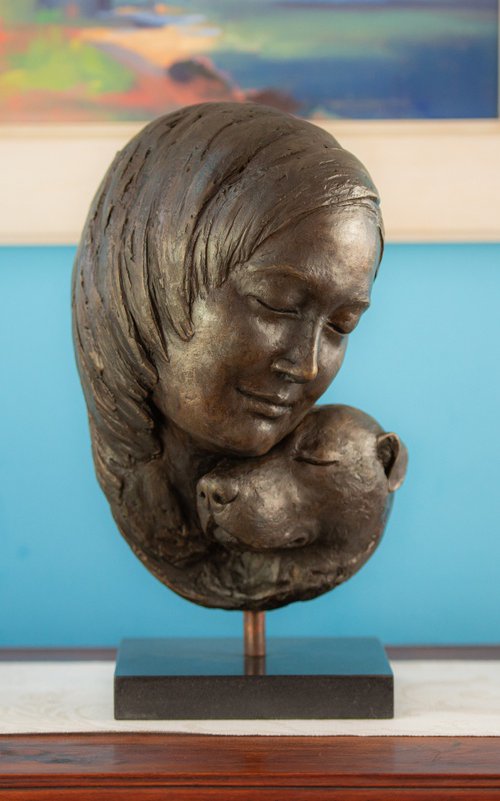 Portrait of Dog and Woman BR by Tanya Russell