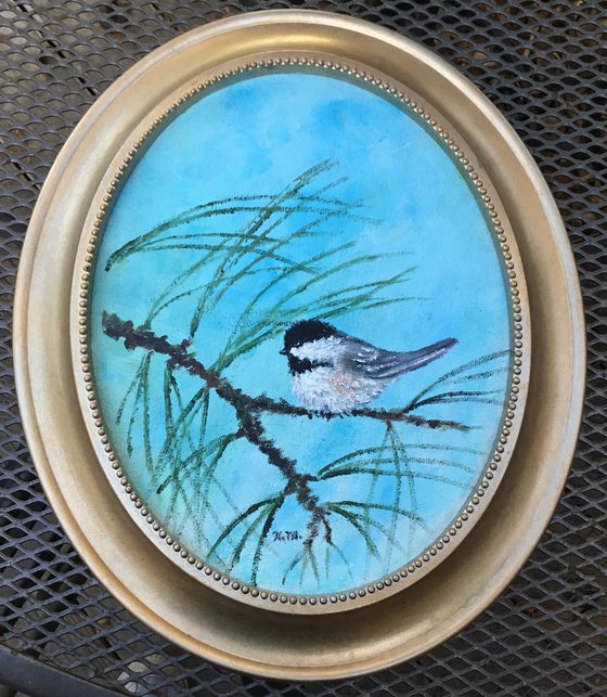 Chickadee # 39 by K. McDermott - oil 10X8 canvas (SOLD)