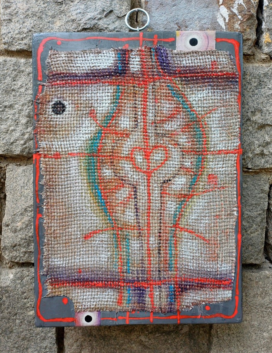 Abstract Acrylic Painting By Stanislav Bojankov, 16 X 22", Composition With Heart-X, Original Artwork