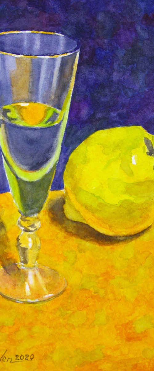 Quince painting still life by Elena Gaivoronskaia