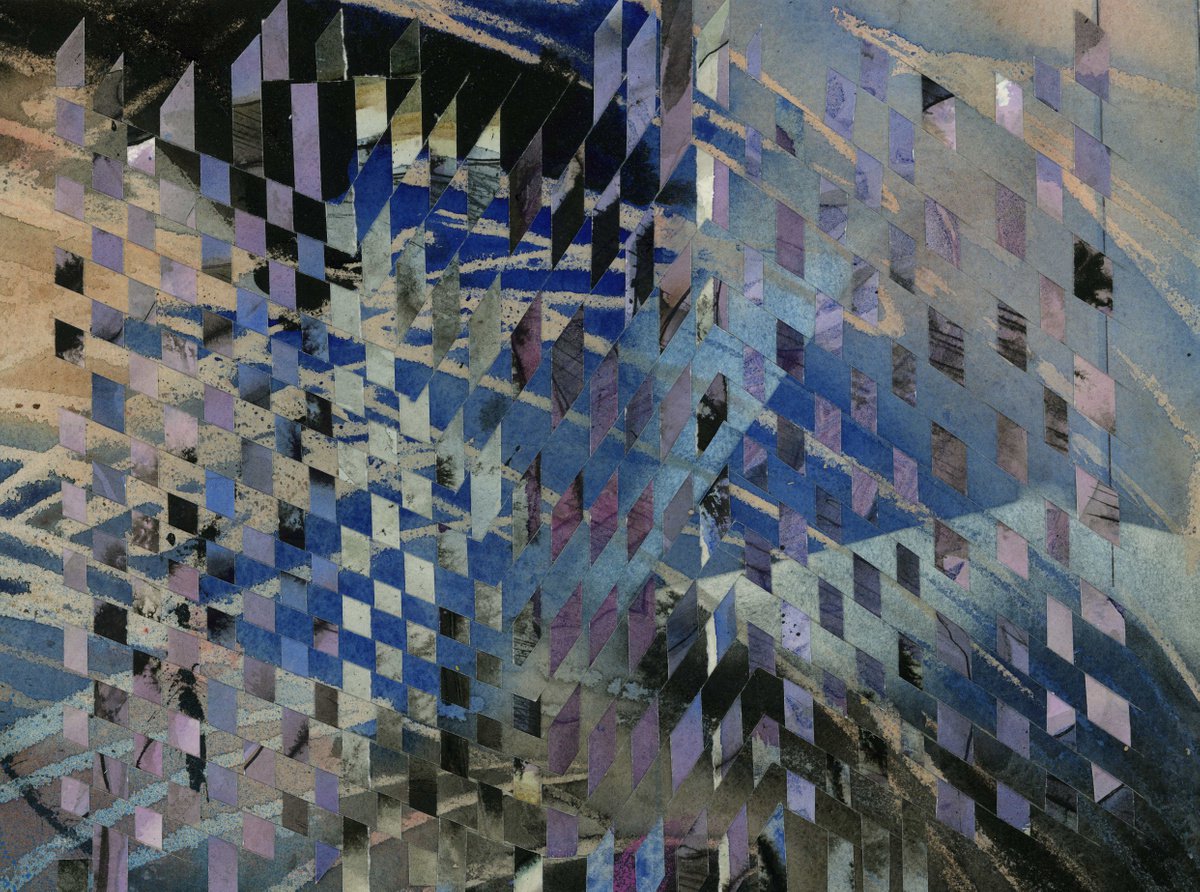 Geometric Abstract Collage By Alfred Ng, 13 X 10, Water Patterns, Original Artwork