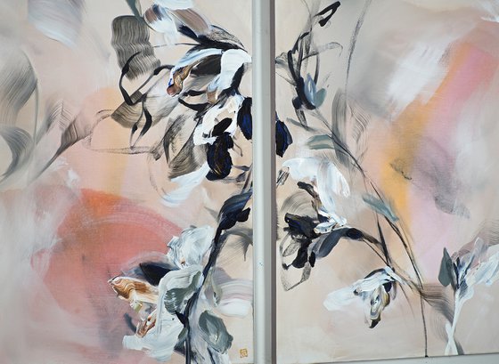 Blush, Ink and Ivory Triptych