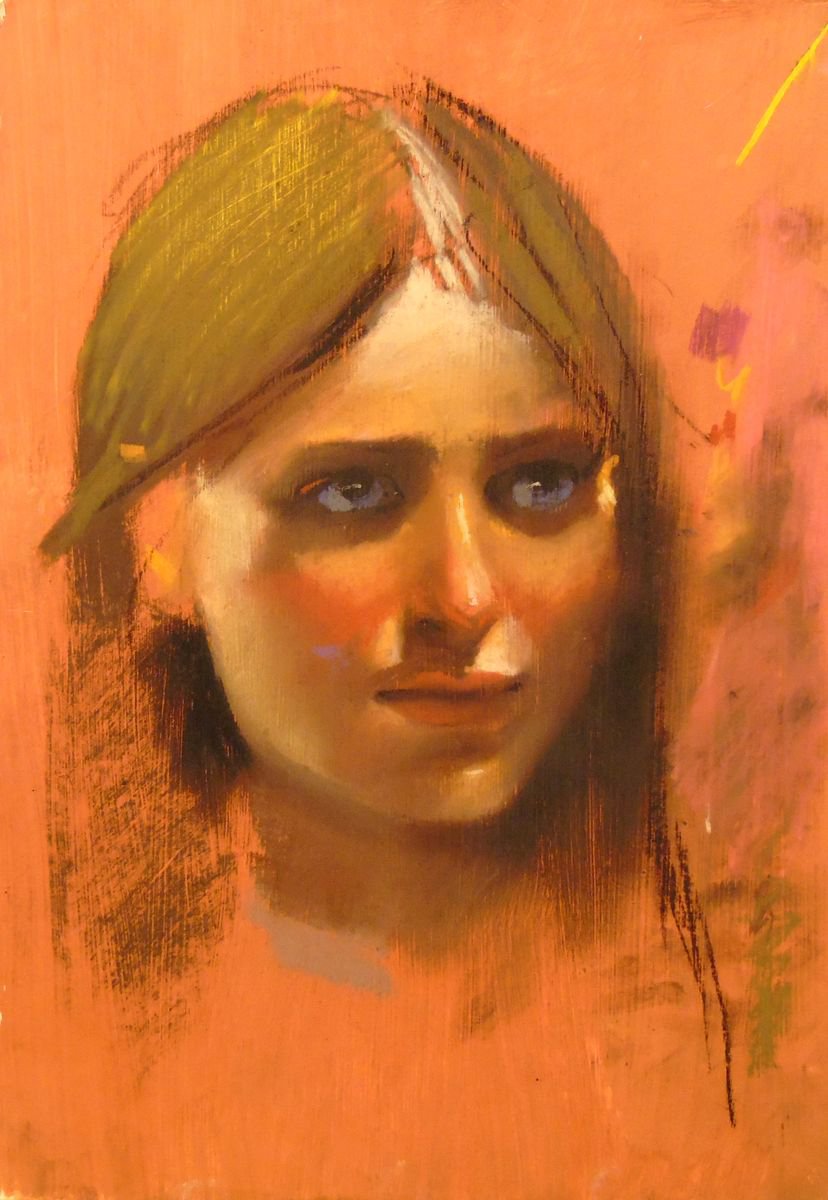 Photorealistic Portrait Pastel Drawing By Yuri Zelonuy, 12 X 16", Stranger 7, Original Artwork