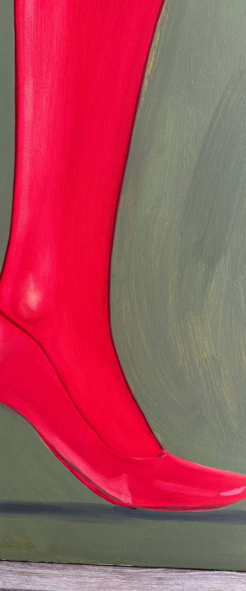 Red Step Diptych Painting by Anastasia Korsakova