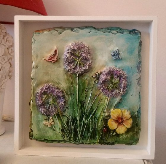 "Springtime I"  "Framed 25x25x3cm.Unique work