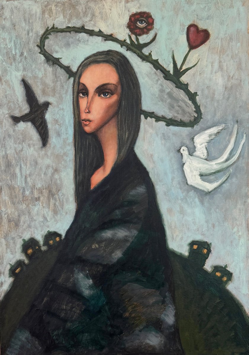 Portrait Acrylic Painting By Nikola Gulev, 20 X 28", "Venus", Original Artwork