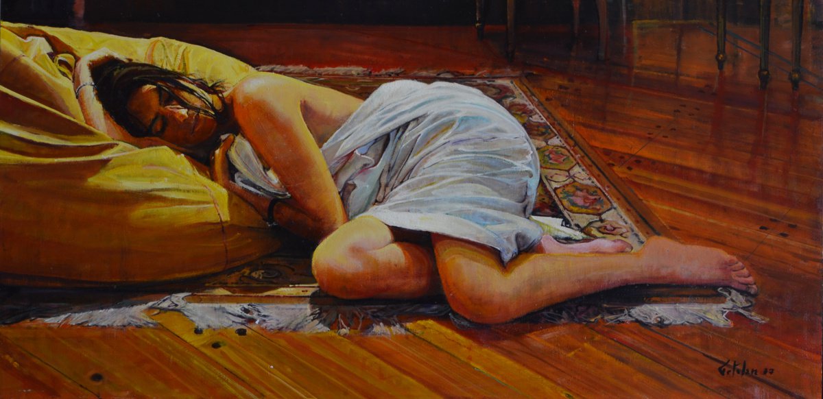 Photorealistic Oil Painting , Dreaming By Marco Ortolan, 31 X 16, Artwork For Sale On Artfinder