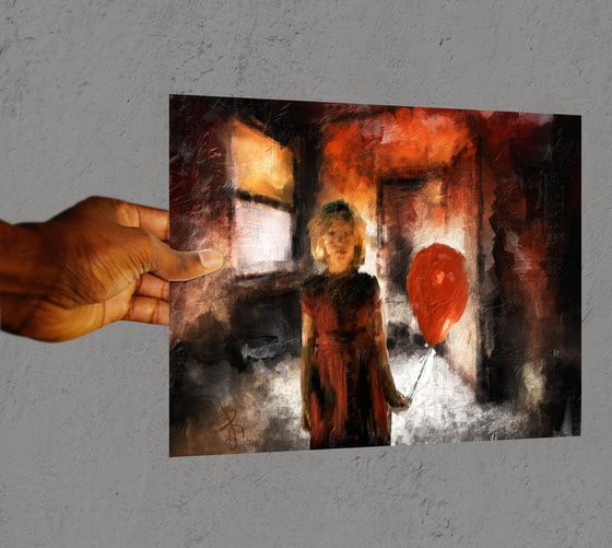 Girl with balloon. Limited Edition PRINT on Paper. Original Signed Digital Art.