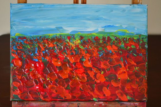 Field of Poppies  - Palette knife  Modern abstract landscape