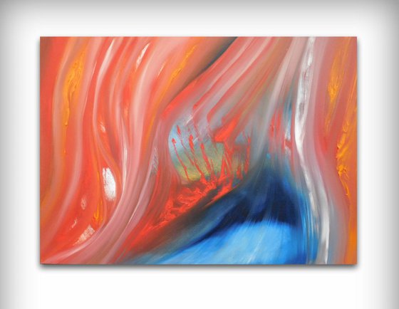 Flares up - 70x50 cm,  Original abstract painting, oil on canvas