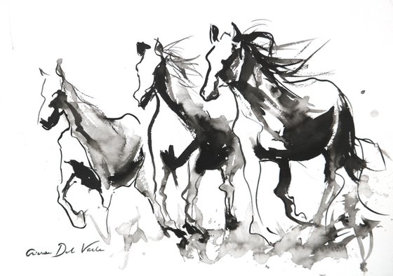 Horses in ink