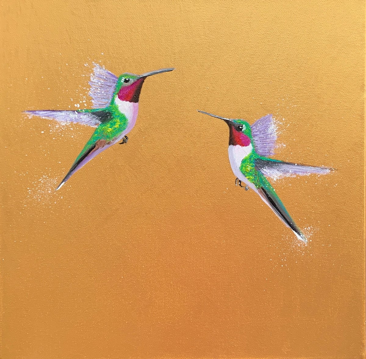 Impressionistic Landscape Painting By Laure Bury, 16 X 16", You And Me ~ Flying Free, Original Artwork