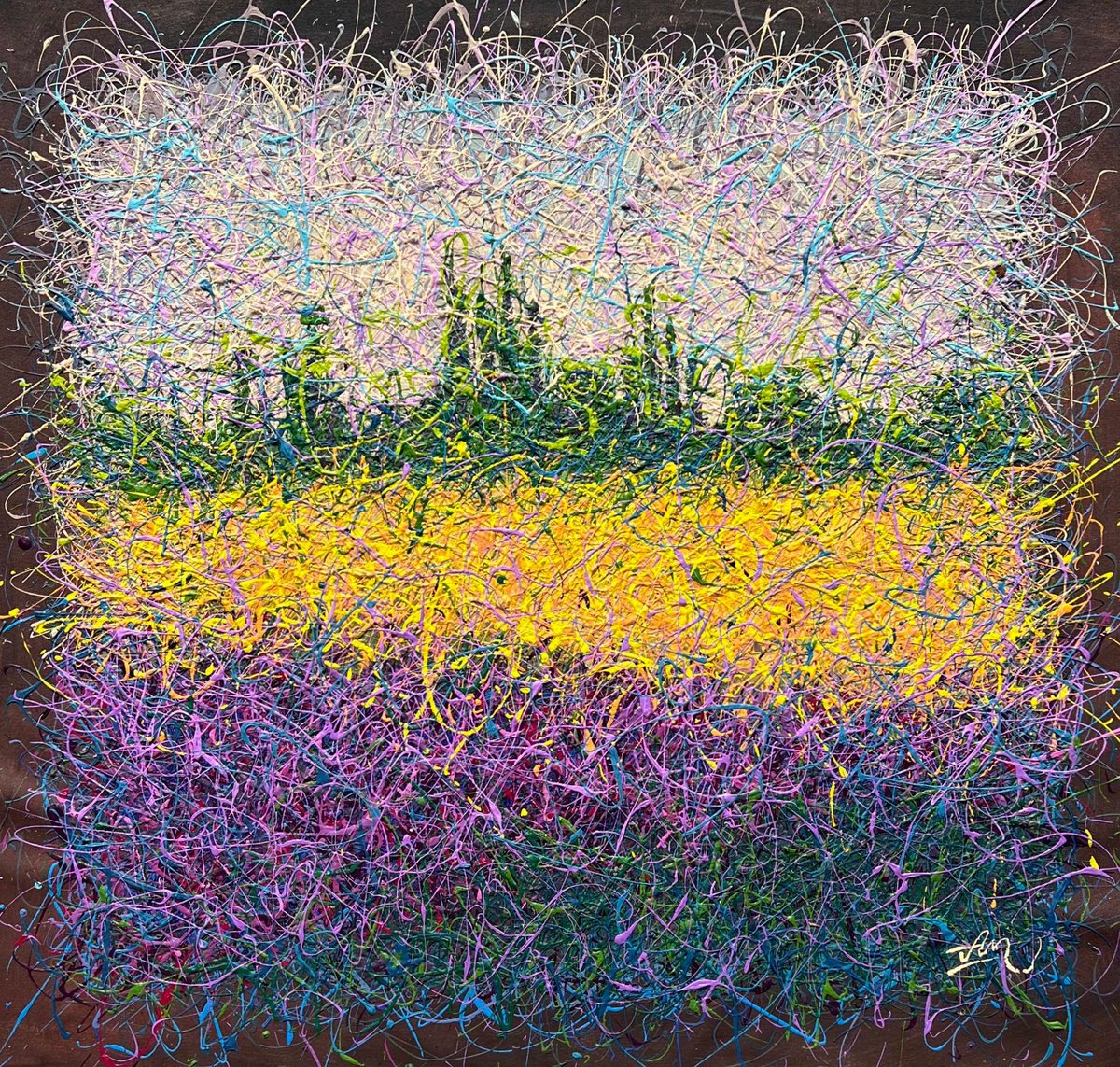 Impressionistic Landscape Acrylic Painting By Nadiia Antoniuk, 39 X 35", Where Time Dissolves In Bloom, Original Artwork