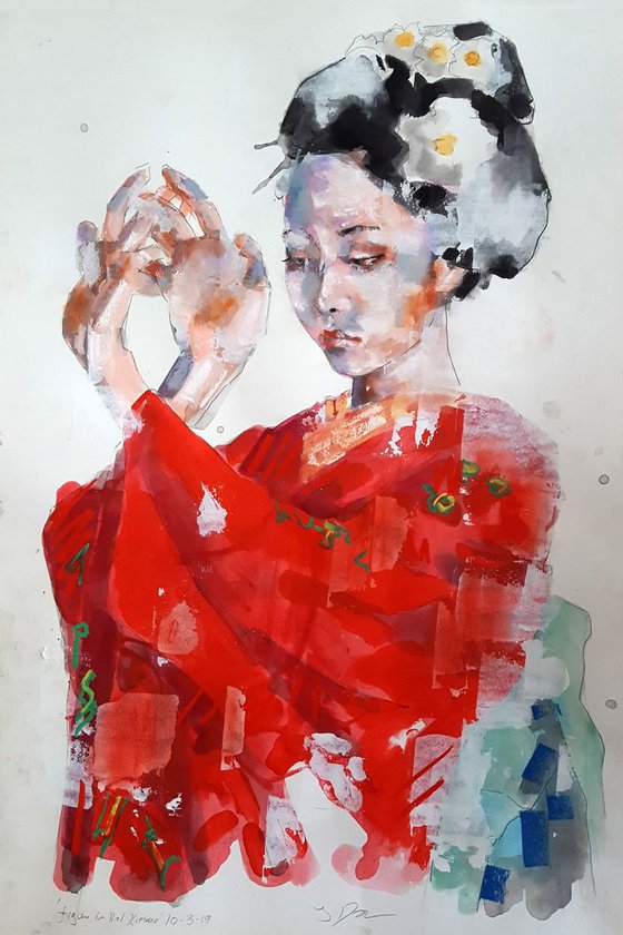 figure in red kimono 10-8-19