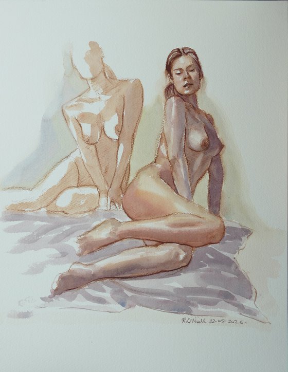 Seated female nude 2 poses