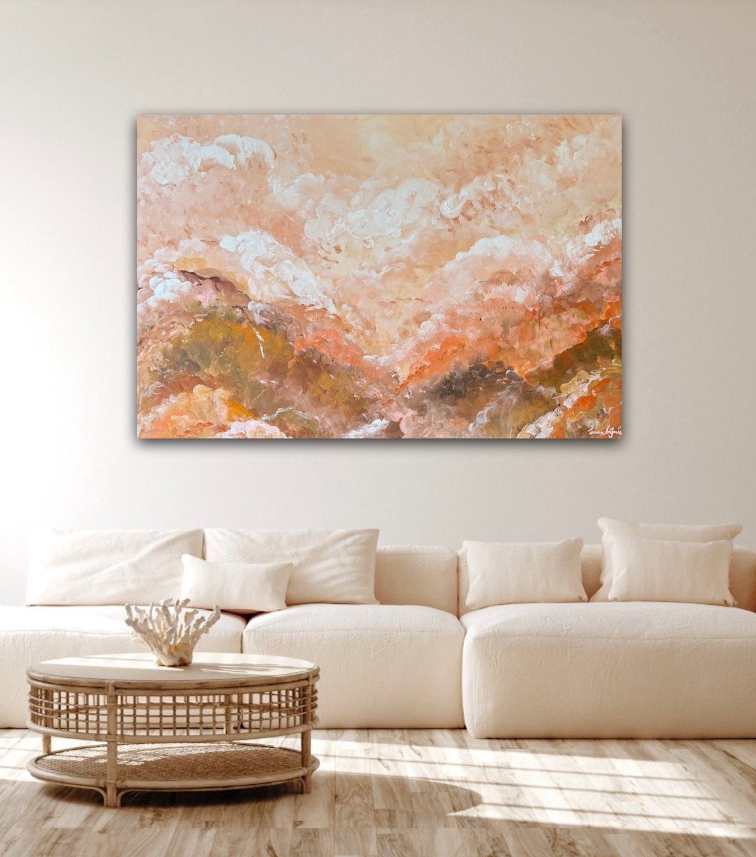 Abstract Landscape Acrylic Painting By Ivana Gigovic, 59 X 39, Wanderlight, Original Artwork